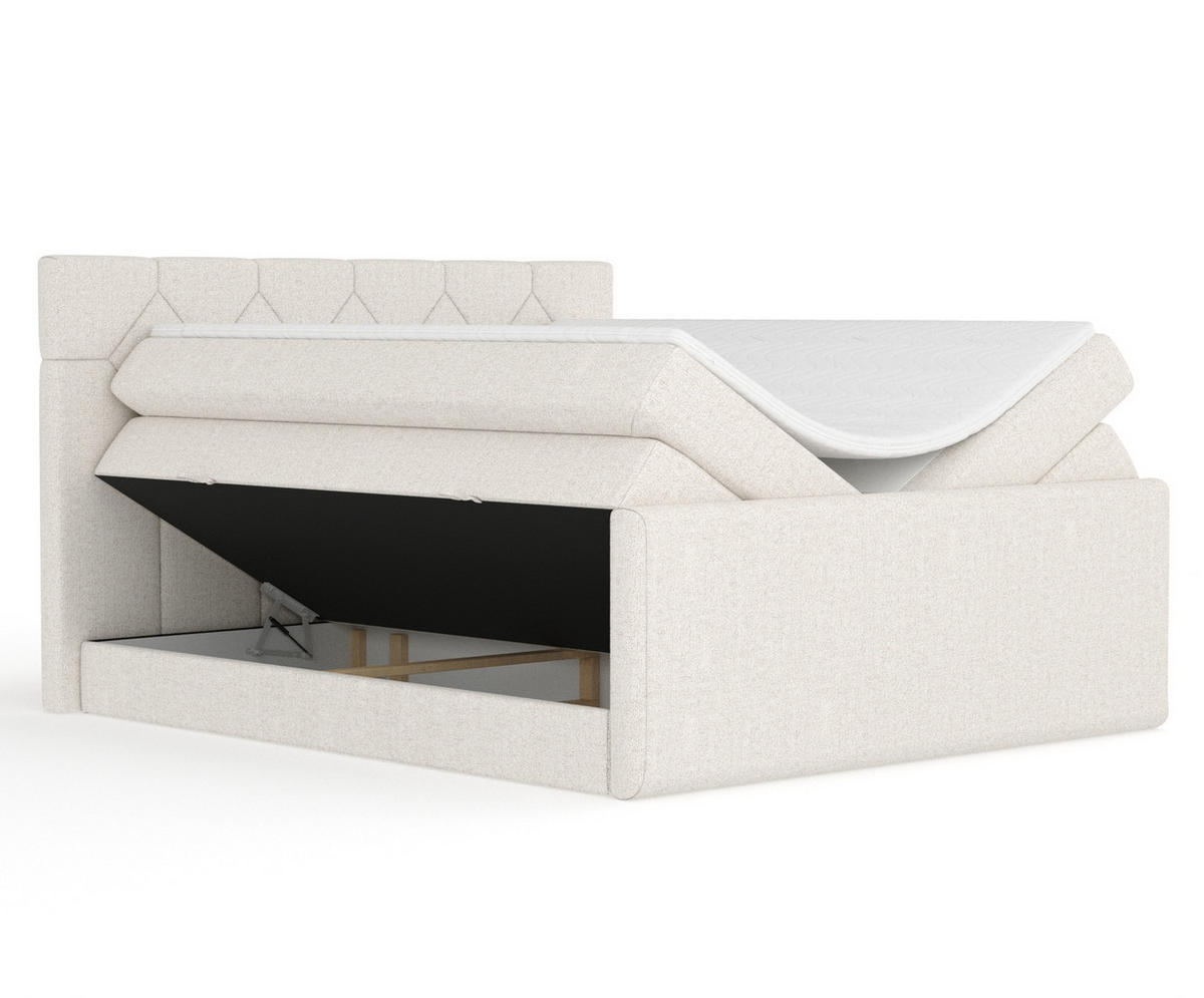 BOXSPRINGBETT Toma Beige 140/200 cm - Beige/Schwarz, Holz/Holzwerkstoff (140/200cm) - Maison de Reve