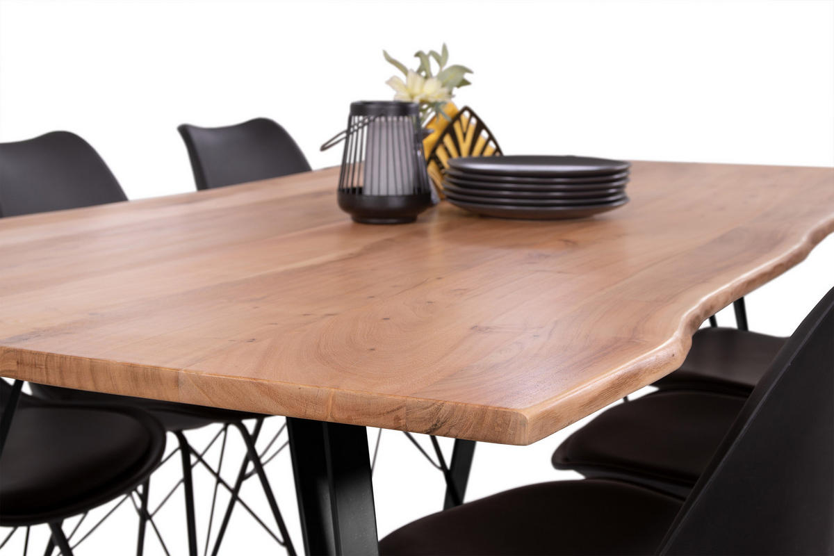 ESSTISCH CELIA - Beige/Schwarz, Holz/Metall (100/220/77cm) - SAM