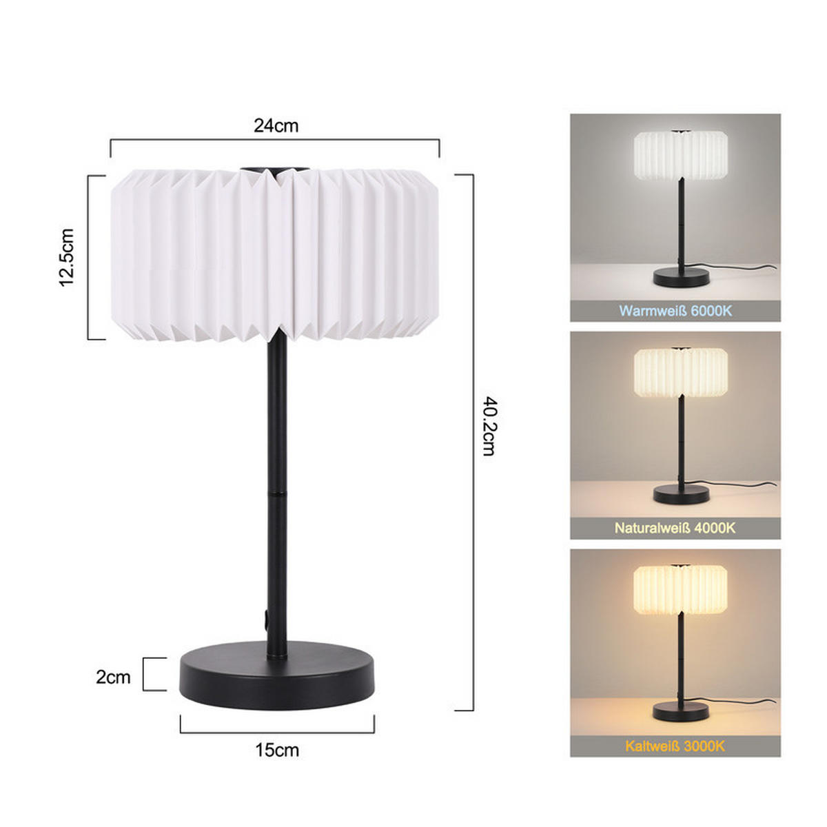 STOLNÍ lampa Field II 24/24/40,2 cm - bílá, kov (24/24/402cm) - Nettlife