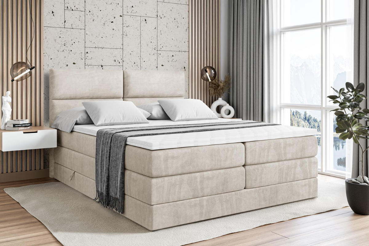 BOXSPRINGBETT BOXI3 KING - 180x200 - H3/H4 - Creme - Creme, Holzwerkstoff (180/200cm) - ALTDECOR