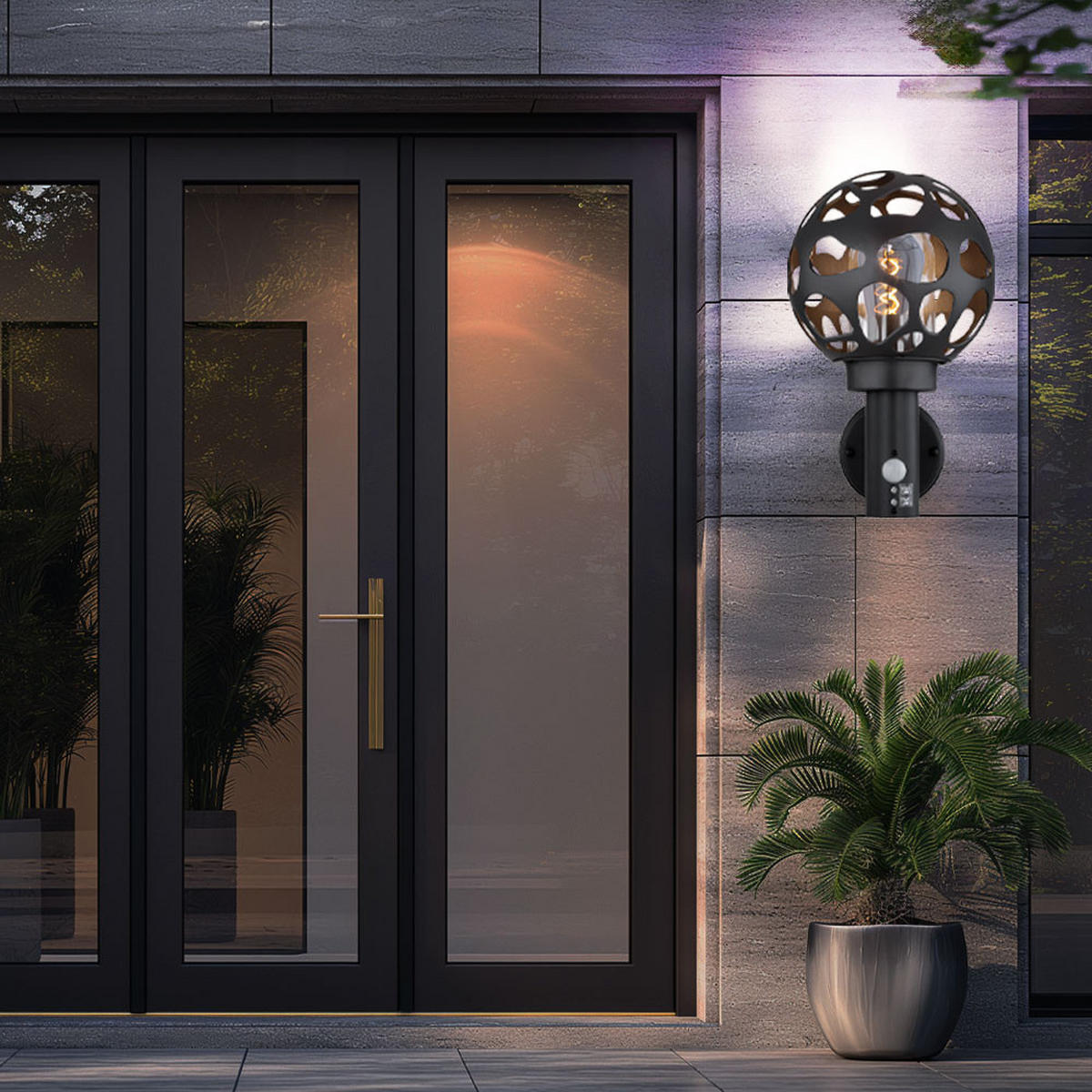 LED AUSSENLEUCHTE HILARIO Edelstahl Anthrazit - Anthrazit, Metall (22.5/20/32.7cm) - Globo Lighting