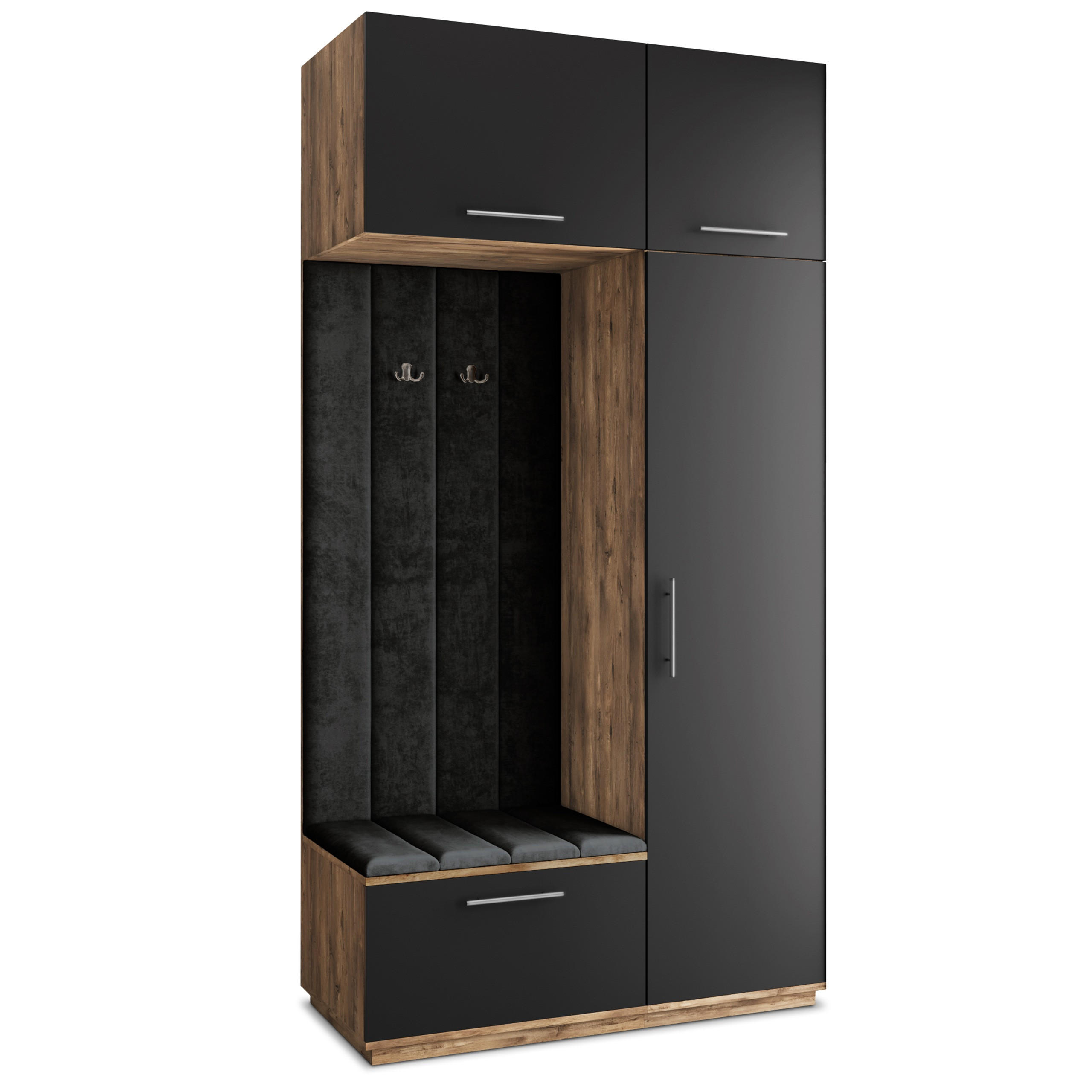 GARDEROBENSCHRANK REMA 120/240/60 cm Modern Eichefarben - Eichefarben/Schwarz, Holzwerkstoff (120/240/60cm) - MASSENO