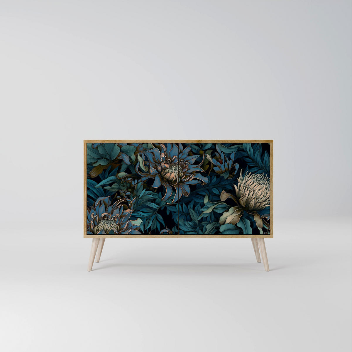 SIDEBOARD TWILIGHT BLOOM, Eicheneffekt, 111x42x77,5 cm, 2 Türen - Eichefarben/Buchefarben, Holzwerkstoff/Buchenholz (111/77.5/42cm) - SpaceRebels