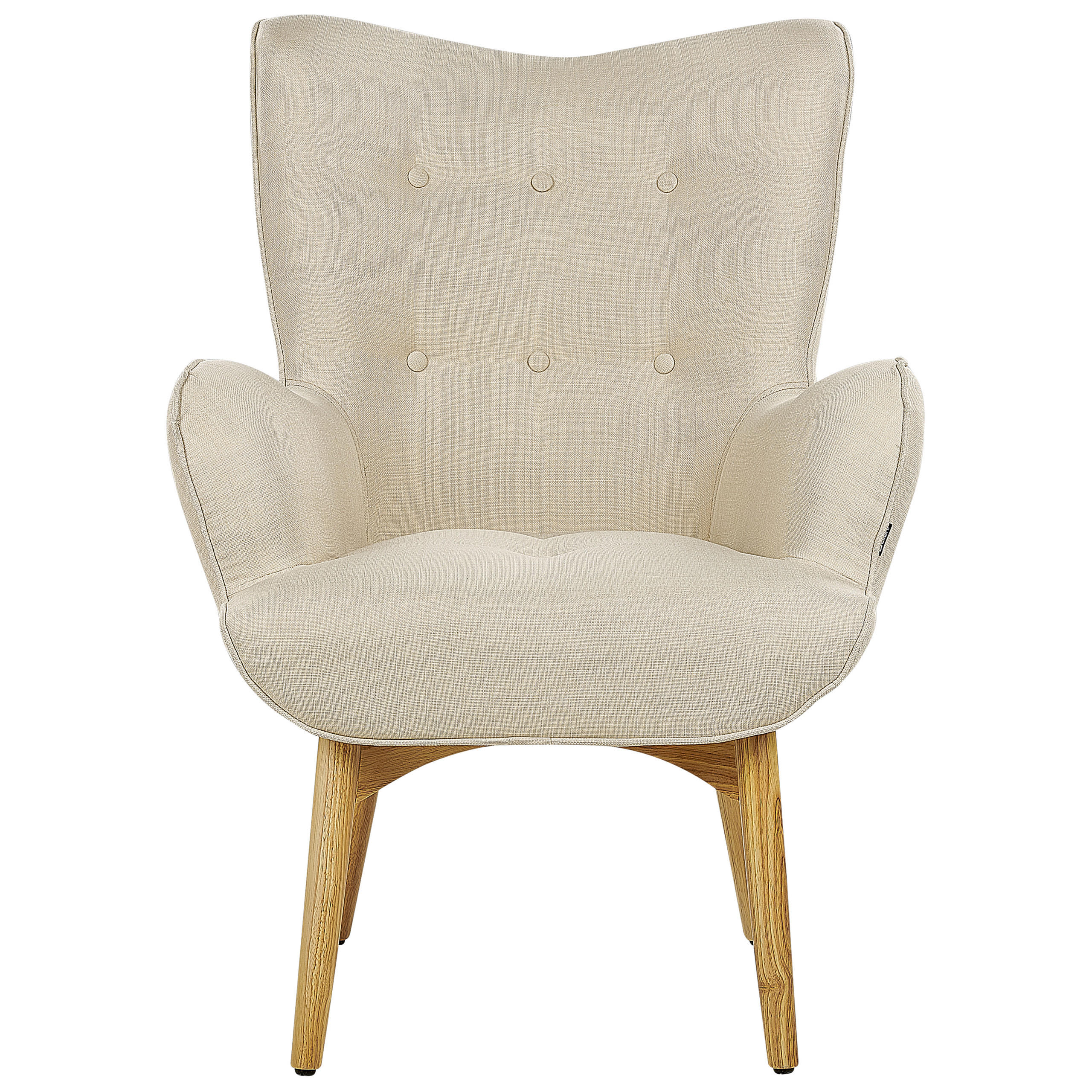 SESSEL Helles Beige mit Hocker Vejle - Beige/Creme, Textil (81/100/78cm) - Beliani