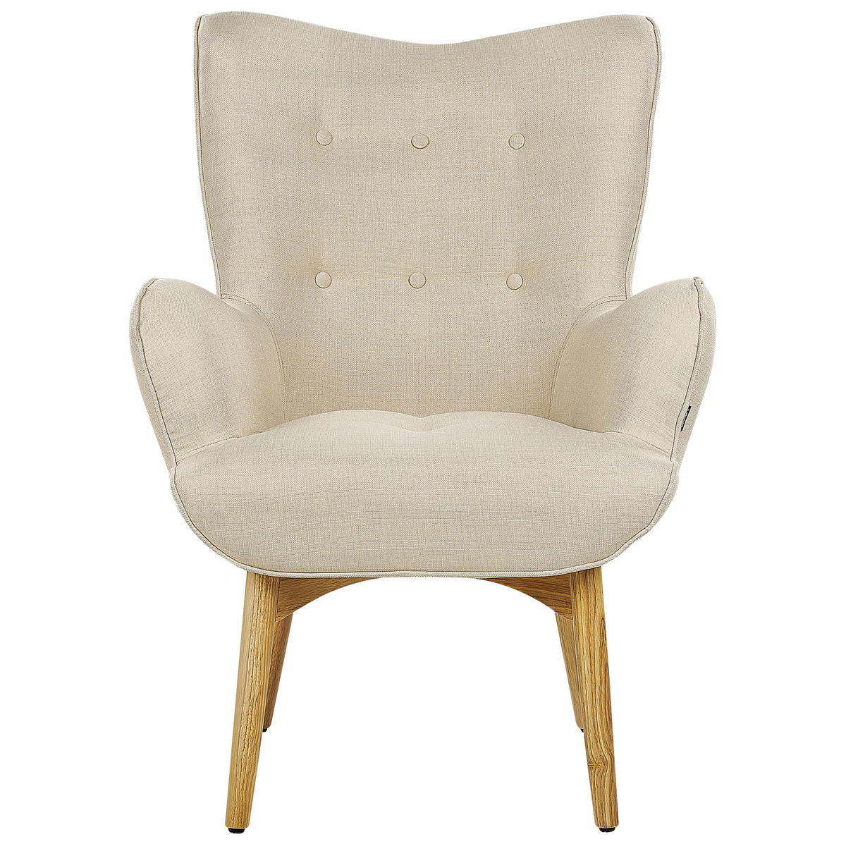 SESSEL Helles Beige mit Hocker Vejle - Beige/Creme, Textil (81/100/78cm) - Beliani