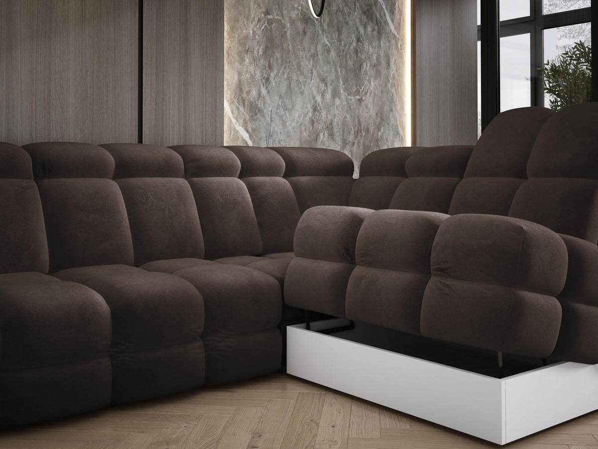 ECKSOFA TOLLO Salvador-stoff U-form 400x217x105 cm grau - Hellgrau, Holz/Textil (217/400cm) - DomoHome