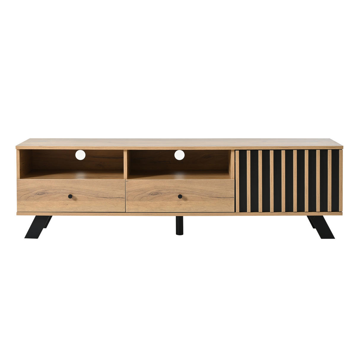TV-SCHRANK mit 2 Schubladen 150 x 38 x 44 cm Natural Wood Schwarz - Braun, Holzwerkstoff (38/44/150cm) - Beauniv