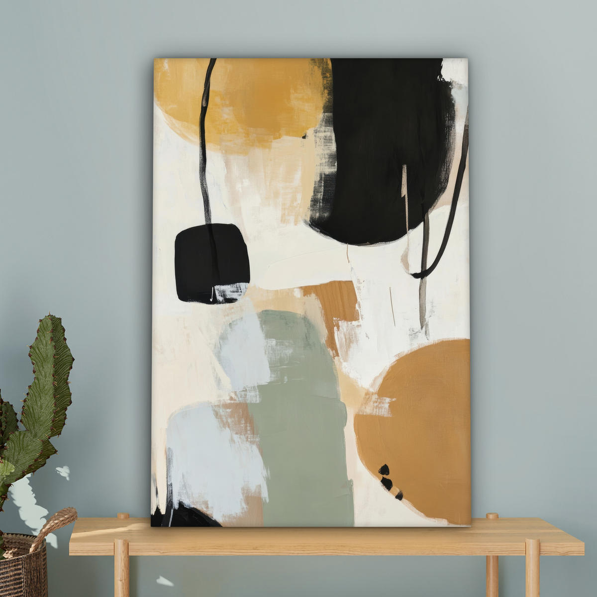 LEINWANDBILD Farbe - Abstrakt - Farben Wanddeko Schlafzimmer 60x90 cm - Currygelb, Textil (60/90cm) - MuchoWow