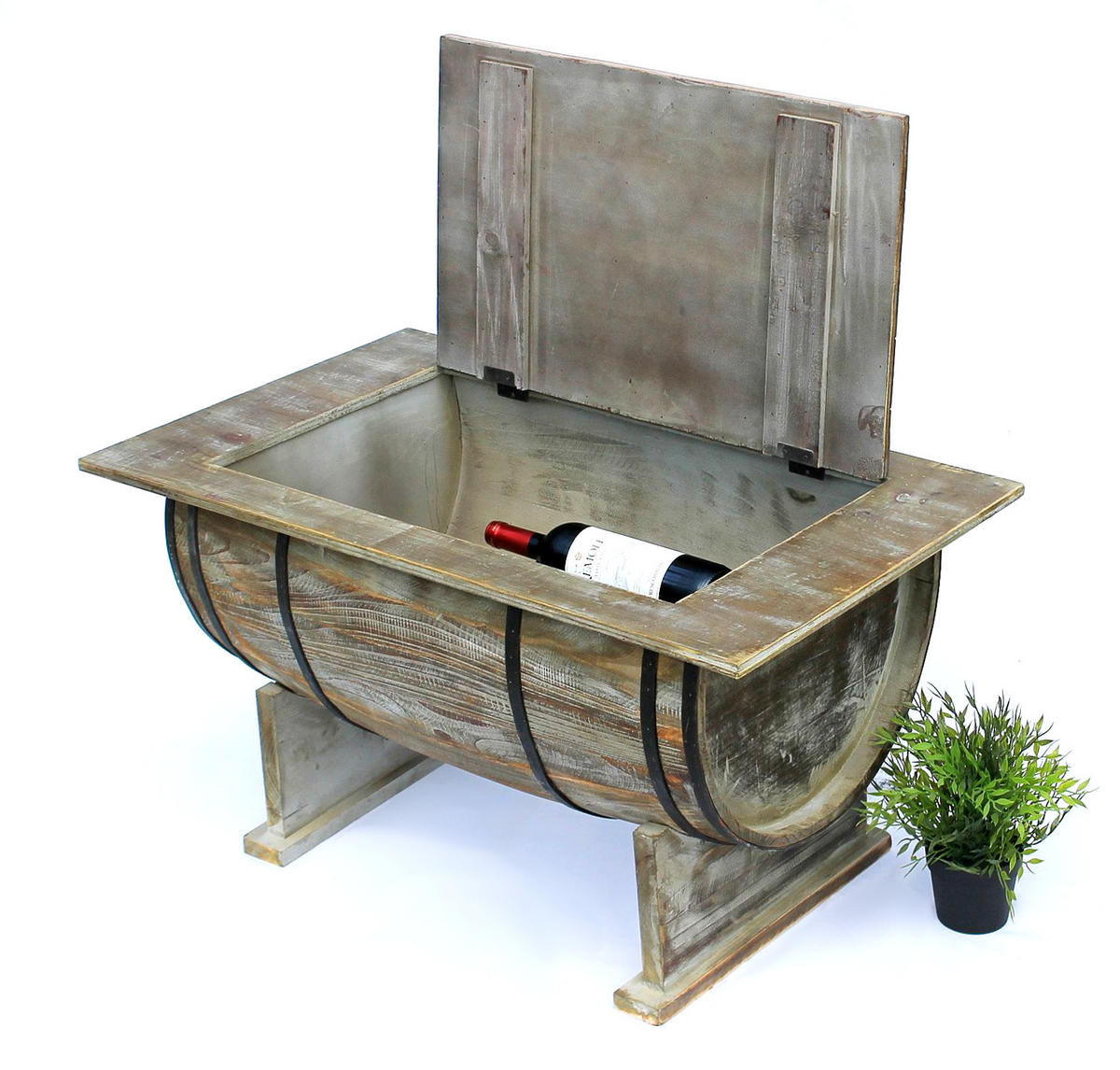 COUCHTISCH halbiertes Weinfass aus Holz Braun 80 cm 5084-H - Braun, Holz (50/80/43cm) - DanDiBo