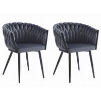 STUHL ARONA 2-er Set, Grau, Schwarze metallische Beine - Anthrazit, Textil/Metall (61/79/55cm) - Komodee