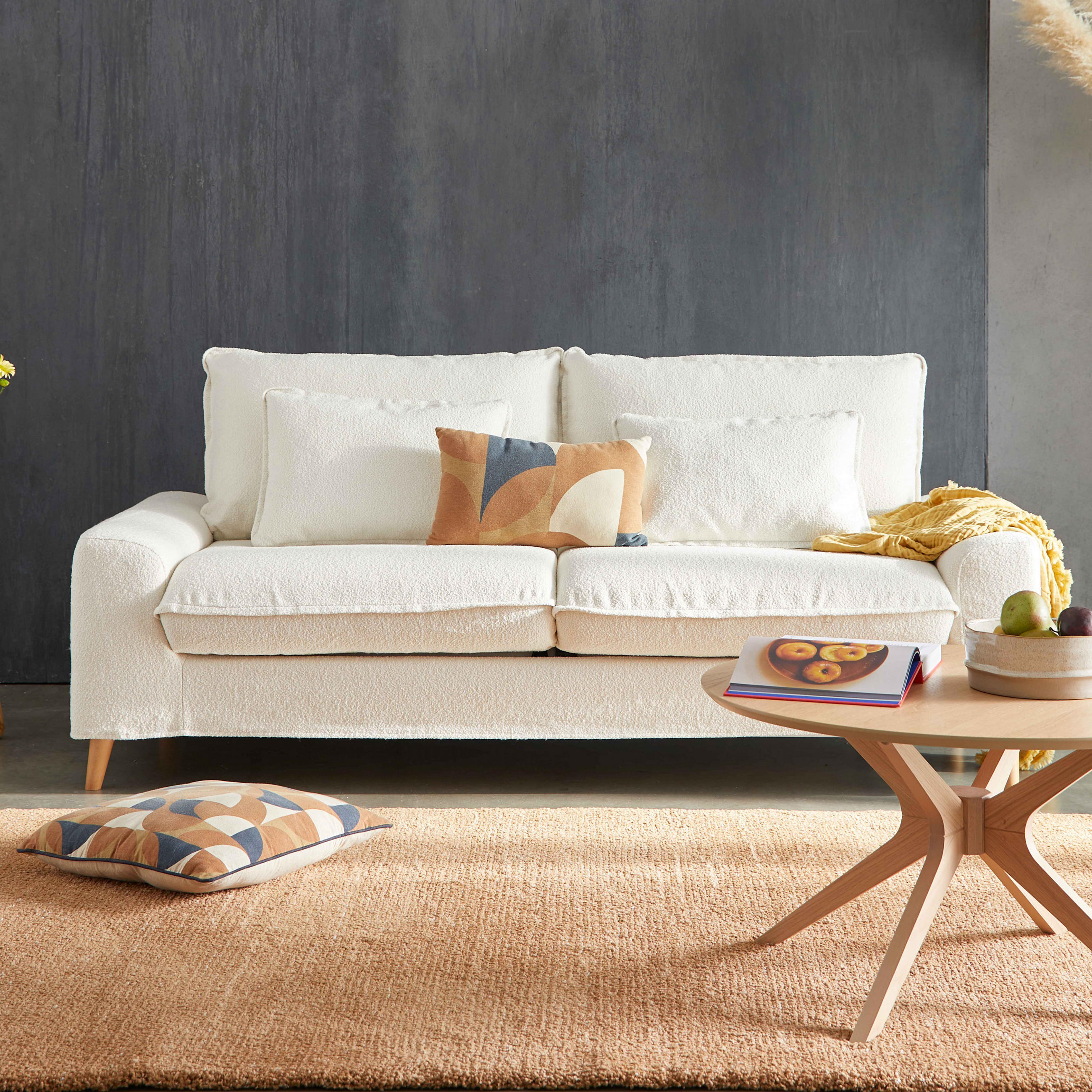 3-SITZER-SOFA, Stoff, Weiß - Weiß, Textil (97/88/205cm) - Oviala