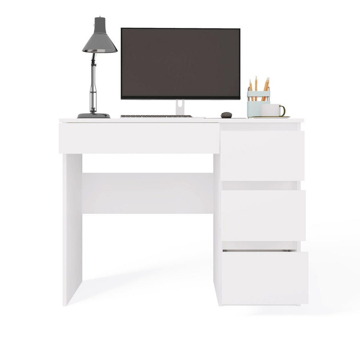 SCHREIBTISCH Weiß 98/76/51 - Weiß, Holzwerkstoff (51/98/76cm) - RAUMHIRSCH FURNITURE