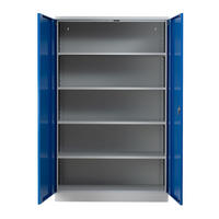 STAHLSCHRANK Bee mit 6 lackierten Fachböden 195x120x50 cm Korpusfarbe Lichtgrau Frontfarbe Enzianblau - Blau, Metall (120/195/50cm)