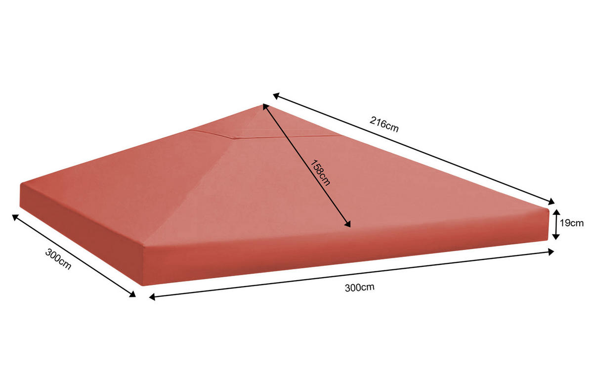 RANKPAVILLON 3x3m Terra / Rotorange RAL 2001 - Terra cotta, Metall (300/256/300cm) - QUICK STAR