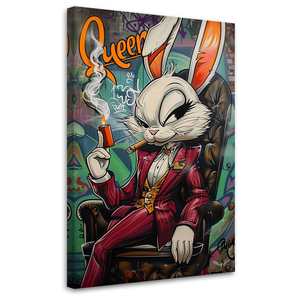 WANDBILD kaninchen königin ai - Multicolor, Textil (40/60cm) - Feeby