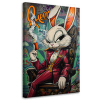 WANDBILD kaninchen königin ai - Multicolor, Textil (40/60cm) - Feeby