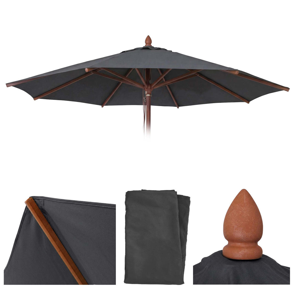 SCHIRMBEZUG C57B Anthrazit - Anthrazit, Textil (400/400cm) - MCW