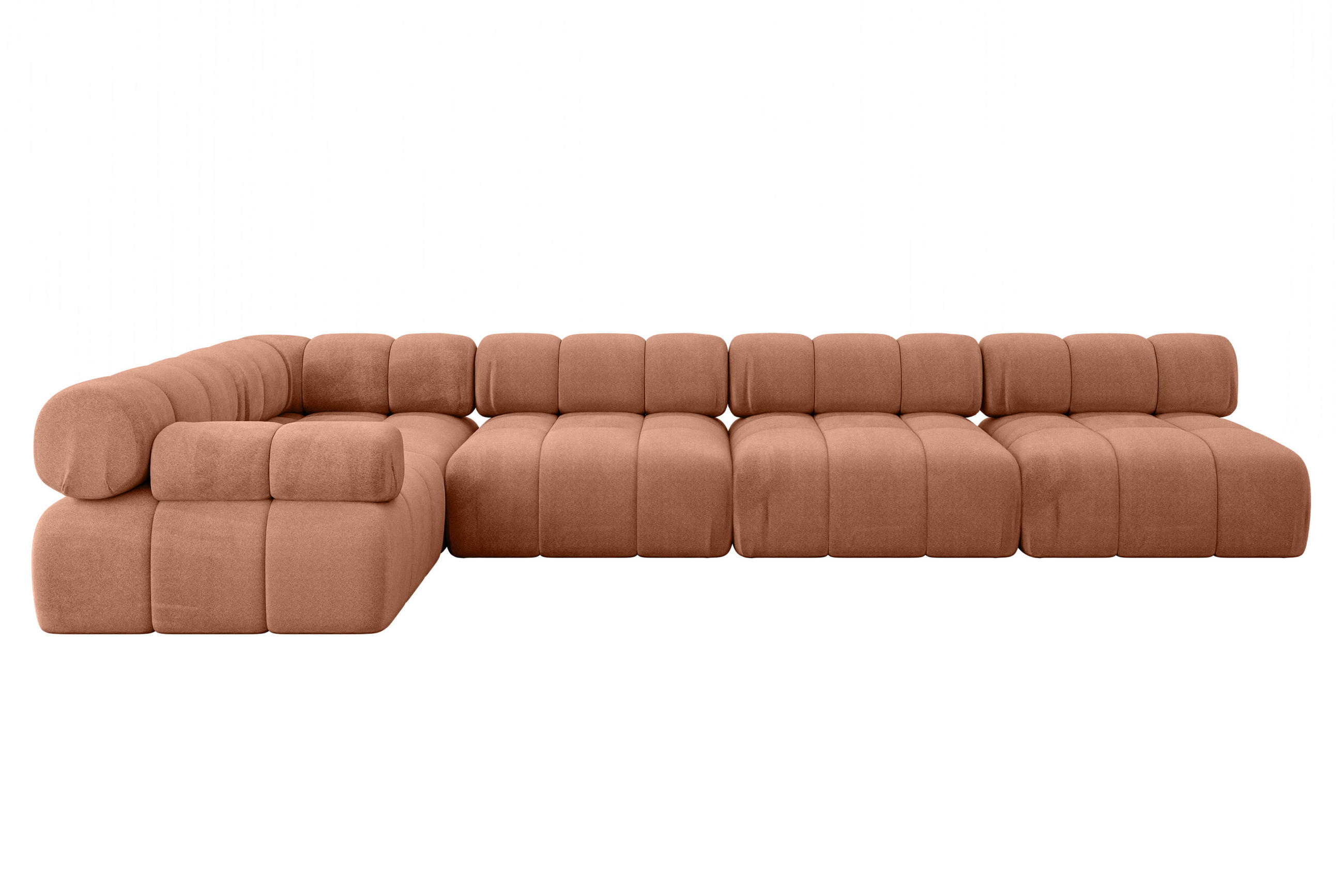 ECKSOFA modulares Sofa Mende-L3 - 380x190x70 cm Apricot Velours - Koralle, Holzwerkstoff/Textil (380/190cm) - ALTDECOR