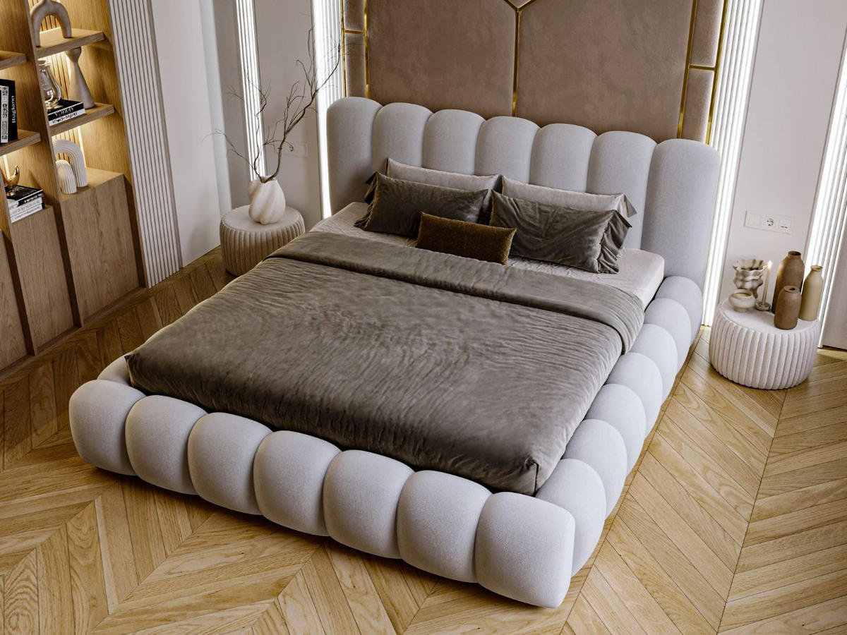 POLSTERBETT Averia 180x200 Hellgrau - Hellgrau, Textil (180/200cm) - Graingold