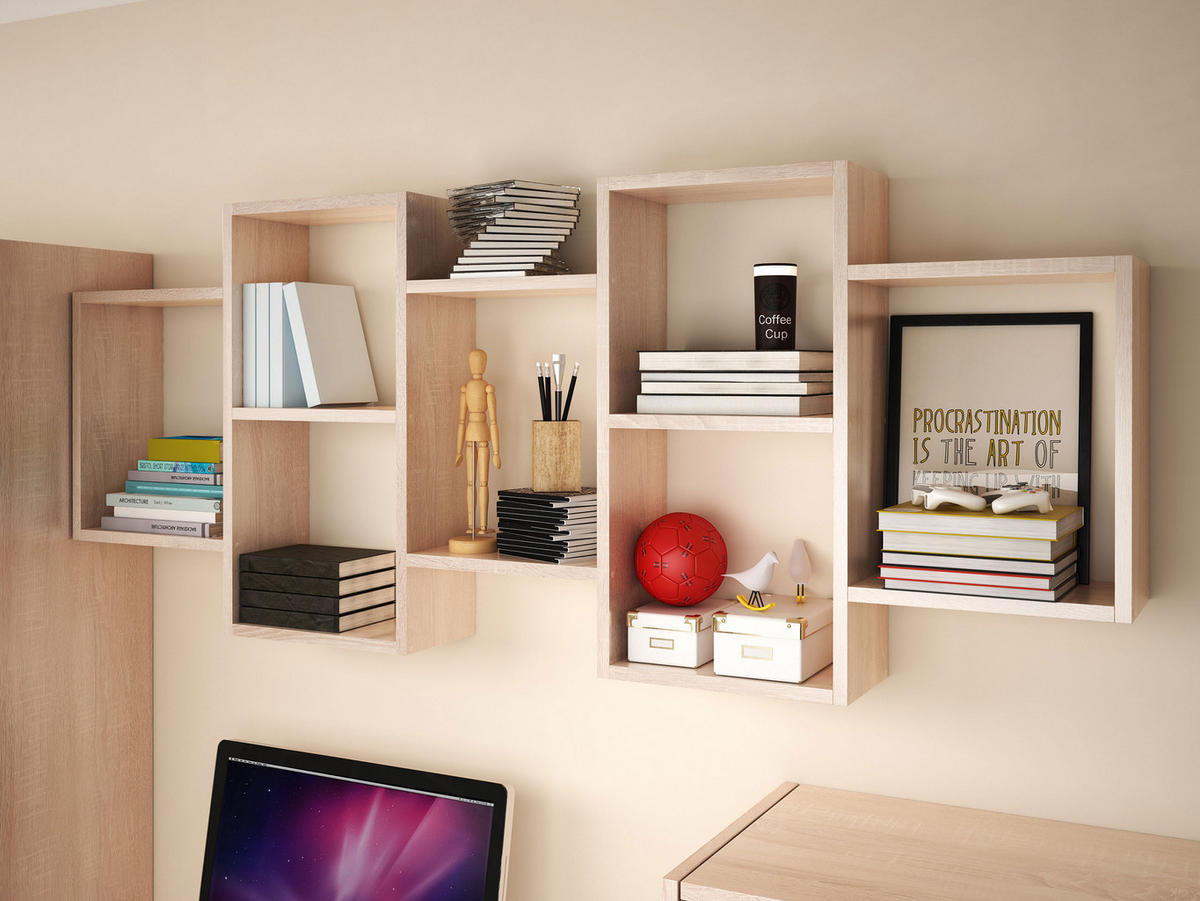 WANDREGAL Trio 001 - Sonoma Eiche, Holzwerkstoff (161/65/18cm) - MIRJAN24