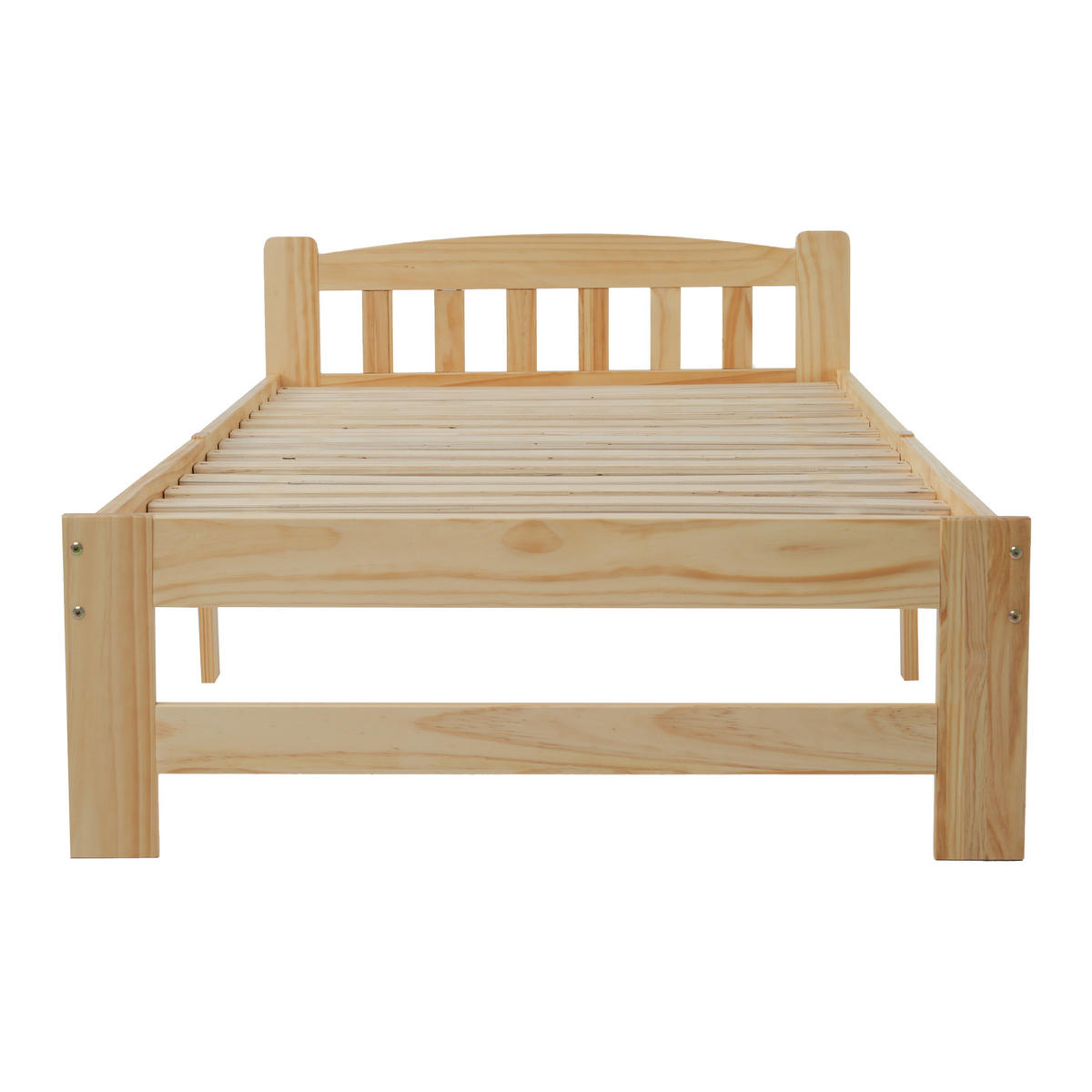 FUTONOVÁ POSTEL 90/200 cm v přírodní barvě s čelem postele a lamelovým roštem - přírodní, dřevo (90/200cm) - CHICFURN
