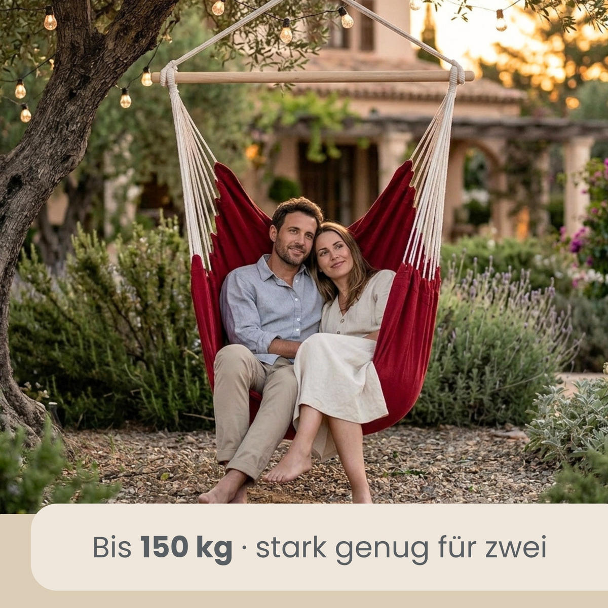 XXL HÄNGESESSEL 185/130 cm Belastbar bis 150 kg Bordeaux - Rot, Textil (130/155/185cm) - Amanka
