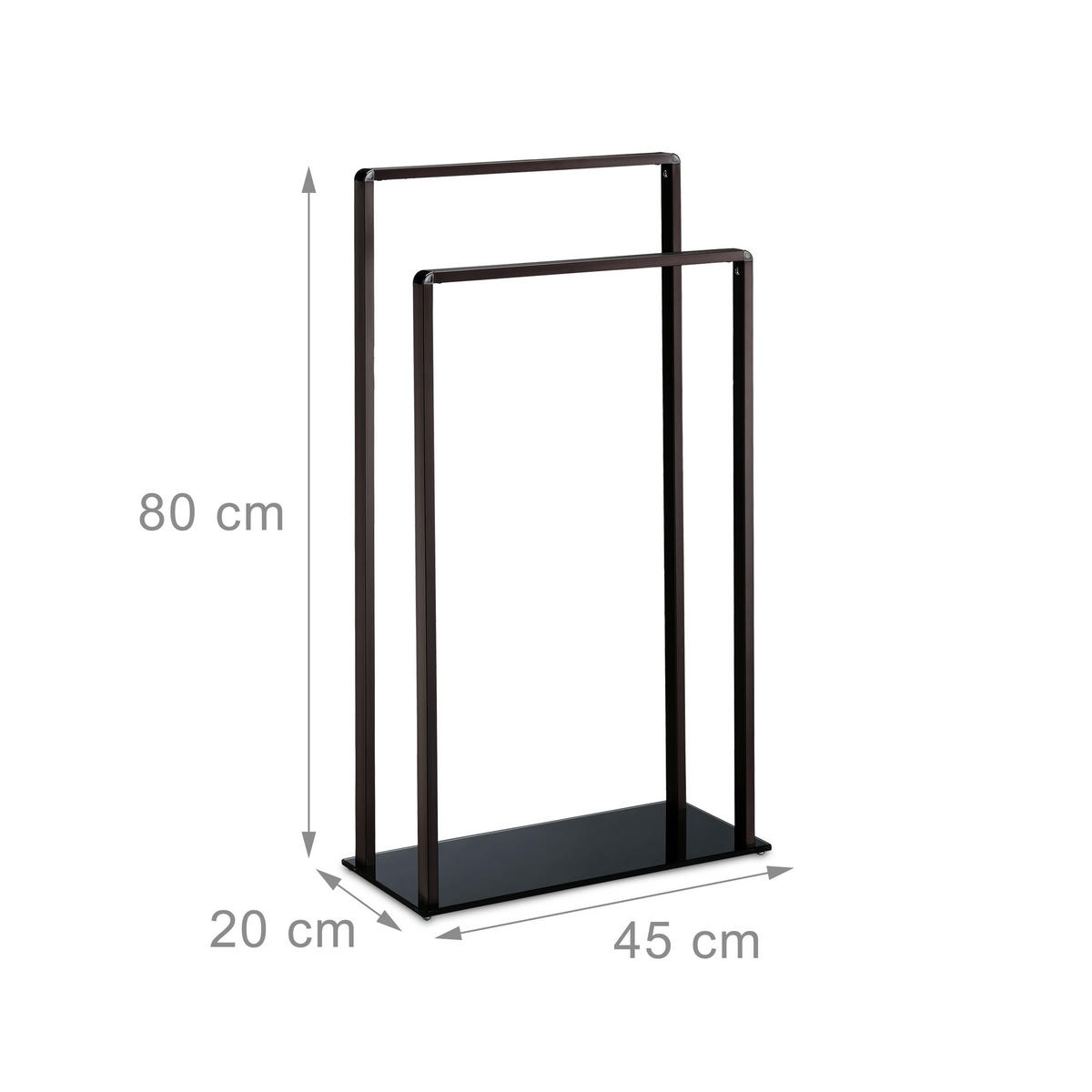 HANDTUCHSTÄNDER - Dunkelbraun, Glas/Metall (45/80/20cm) - Relaxdays
