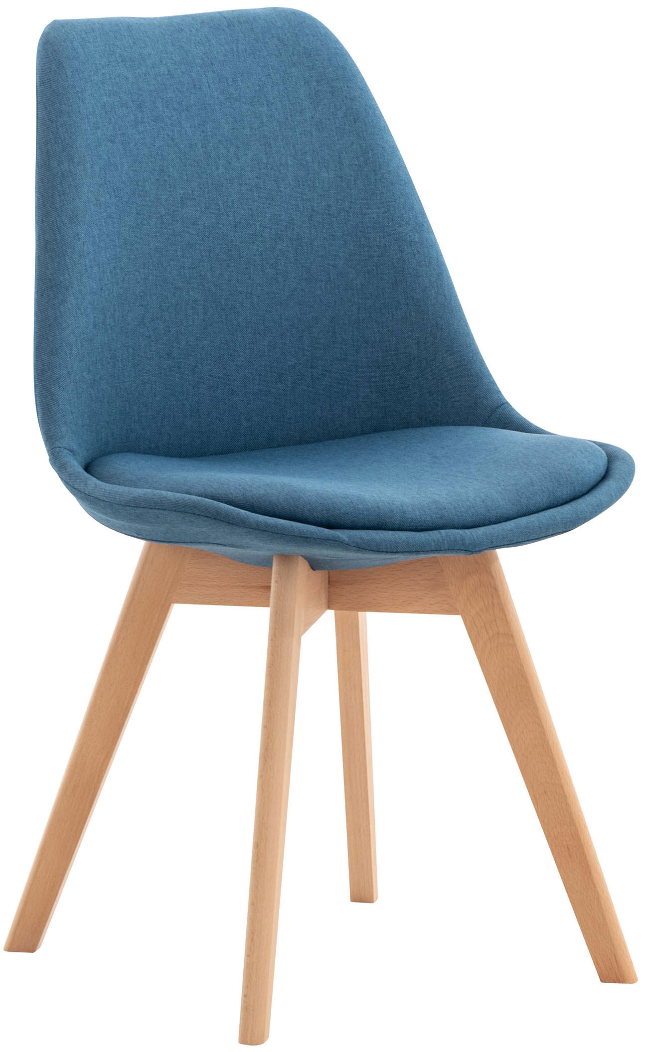 STUHL Stoff blau - Blau/Eukalyptusholzfarben, Holz/Textil (49/83/50cm) - CLP