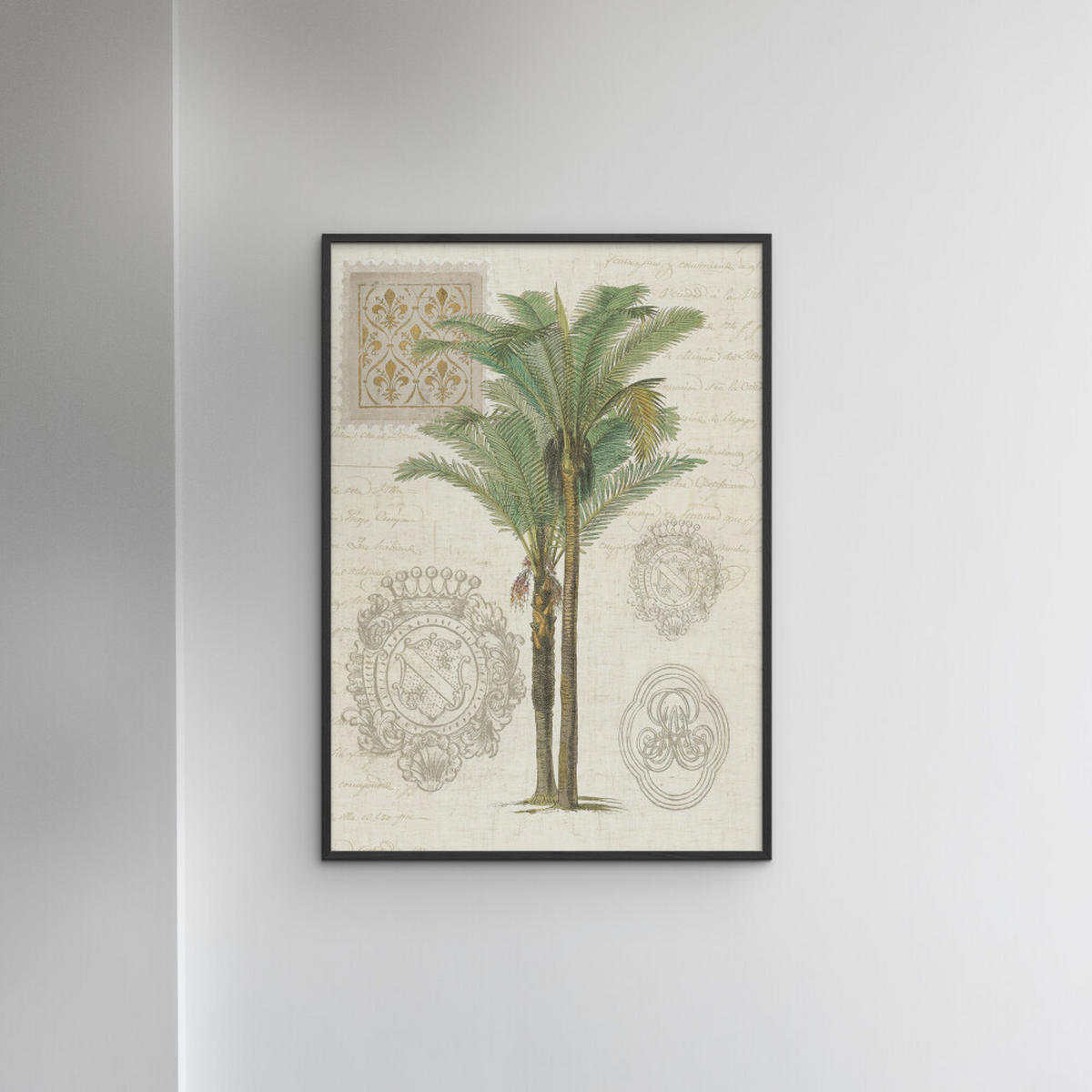 POSTER mit Rahmen Wild Apple - Vintage Palm Study II - Schwarz/Grün, Holz/Papier (70/100cm) - Poster&Frame