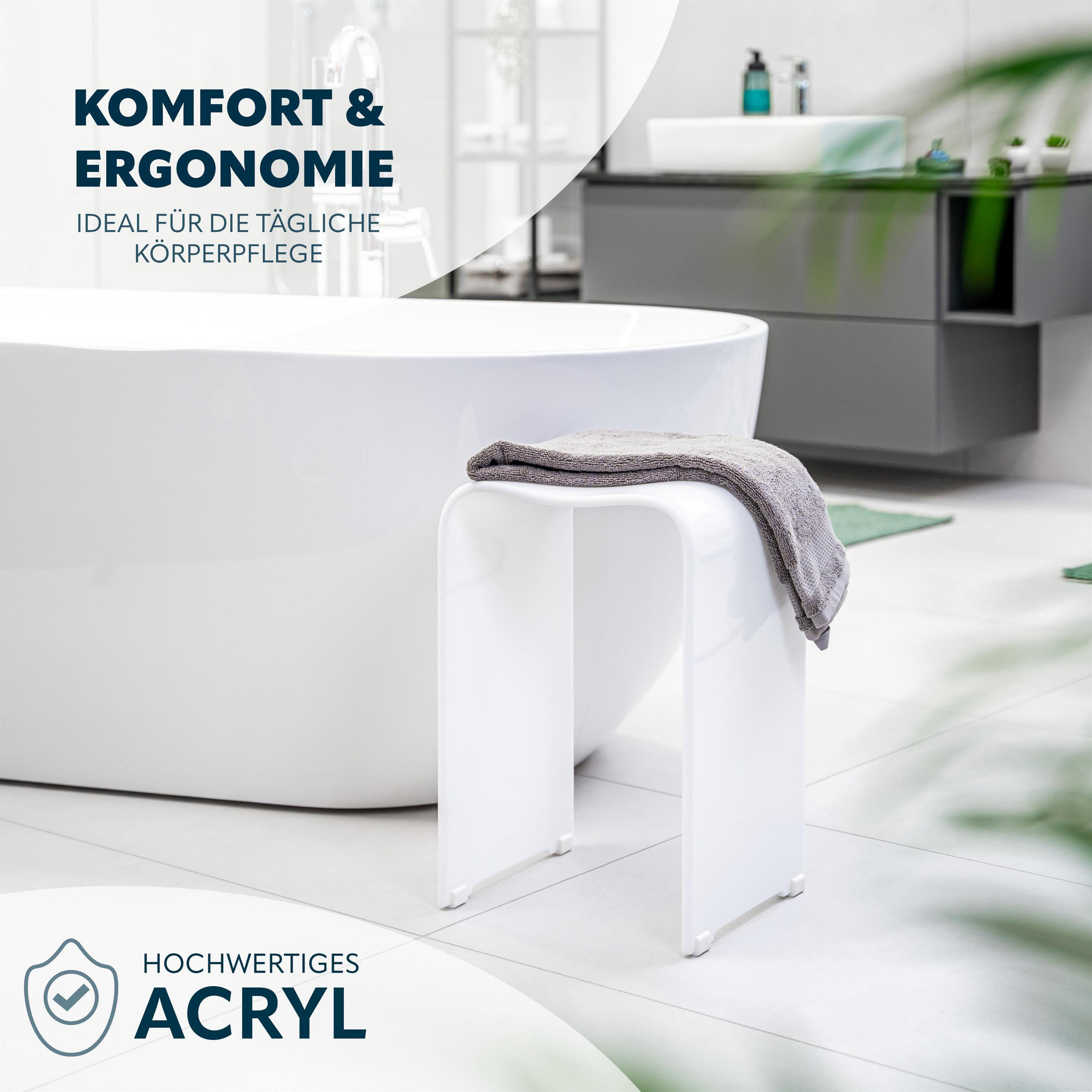BADHOCKER, weiß, Kunststoff - Weiß Hochglanz, Kunststoff (32/48.5/27cm) - bremermann