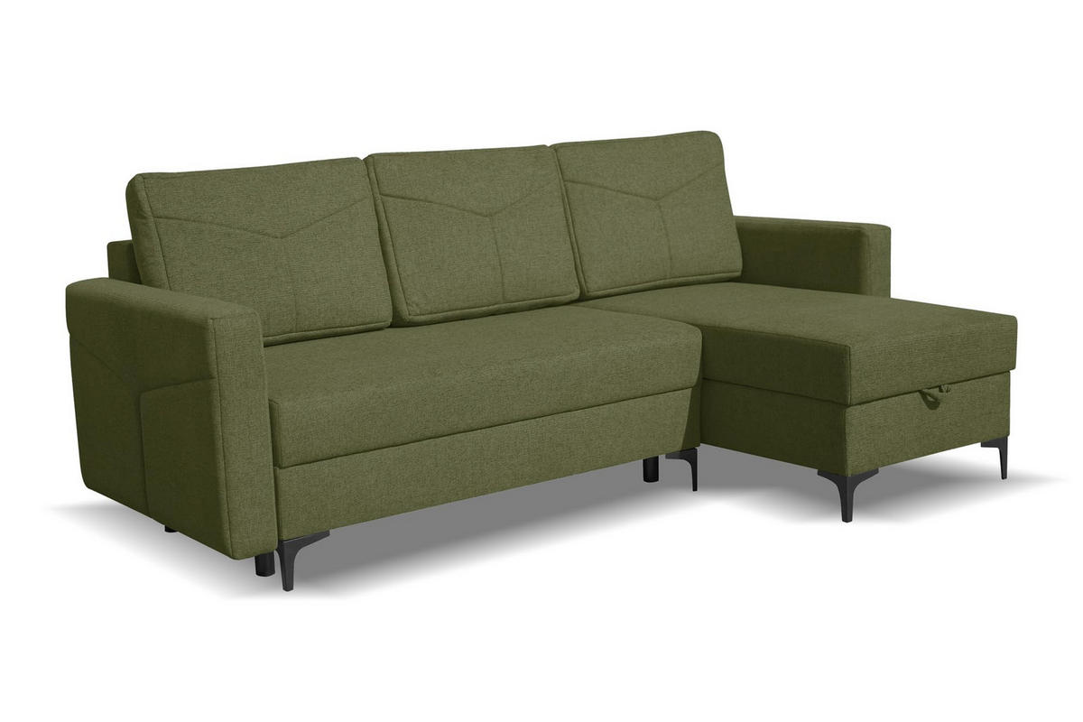 ECKSOFA KAIRO mit Schlaffunktion und Zwei Bettkasten (Grün) - Grün, Textil (230/150cm) - VENASI MÖBEL