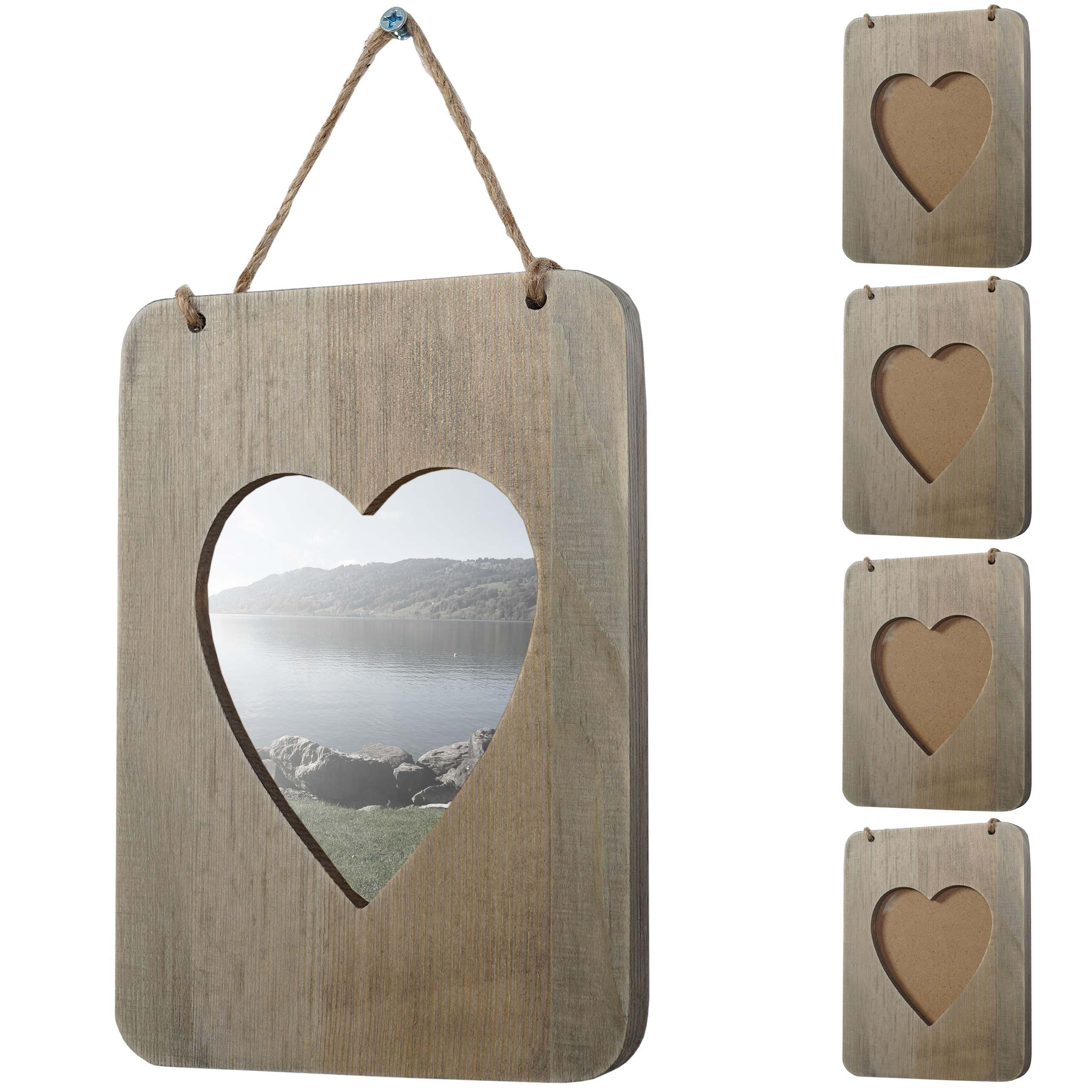 BILDERRAHMEN SHABBY-LOOK herz Grau - Grau, Holz (13/26/2cm) - MCW