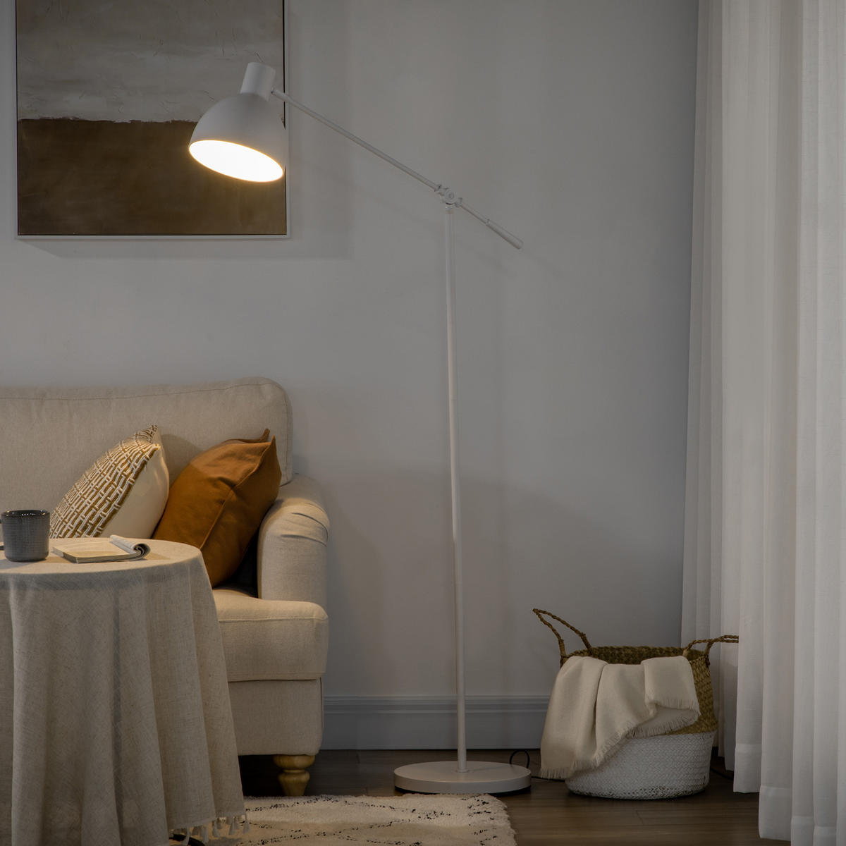 STEHLAMPE höhenverstellbar, 40 W Stehleuchte exkl. Leuchtmittel mit E27 Sockel - Weiß, Metall (30/30/155cm) - HOMCOM