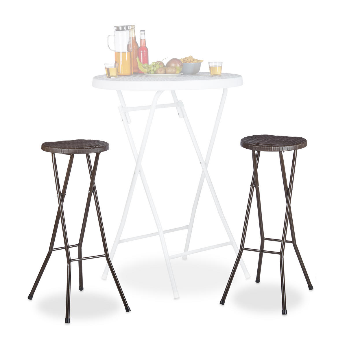 BARHOCKER - Dunkelbraun, Kunststoff/Metall (32.5/80/29cm) - Relaxdays