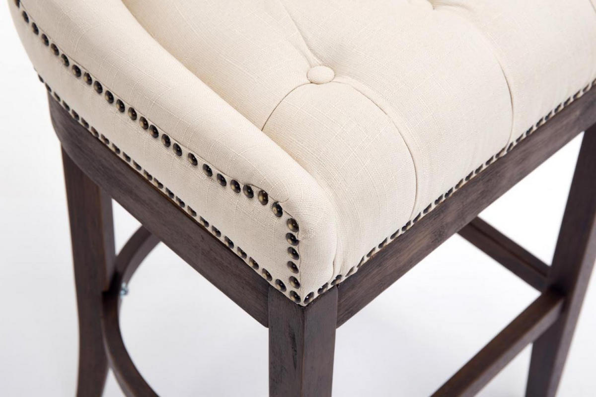 BARHOCKER Stoff creme - Dunkelbraun/Creme, Holz/Textil (55/109/57cm) - CLP