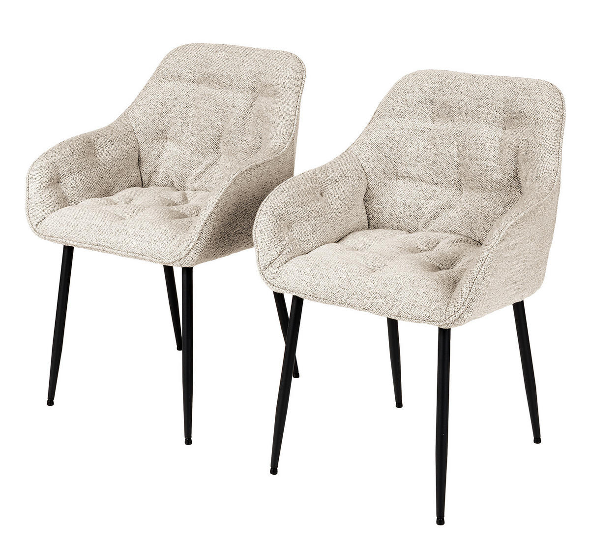 ARMLEHNENSTUHL - 2er-Set - Beige, Textil/Metall (58/83/55cm) - home24