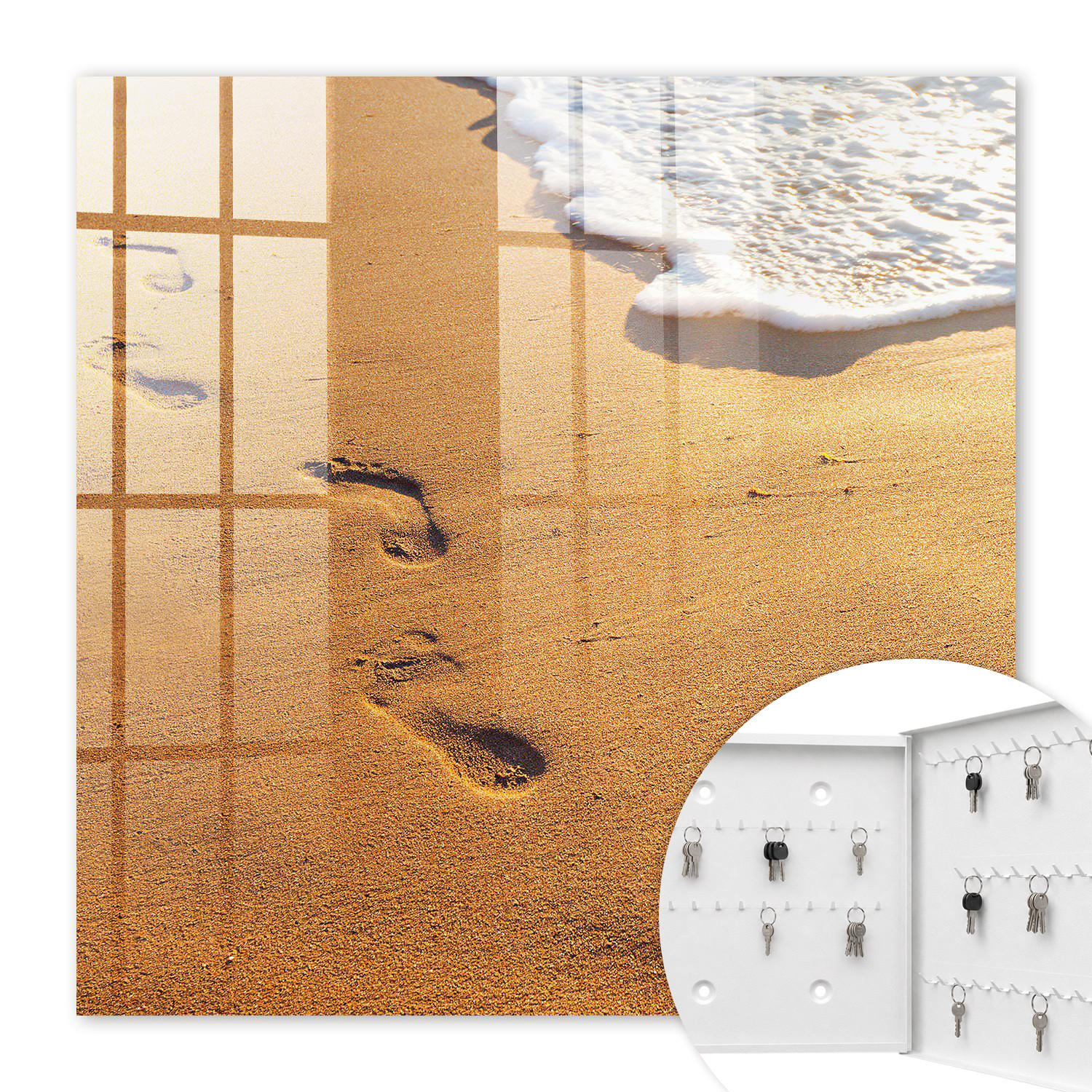SCHLÜSSELBOX Weiß 30x30 cm – Türöffnung nach rechts - Die Ruhe des Strandes - Gelb, Metall (30/30/5cm) - TULUP