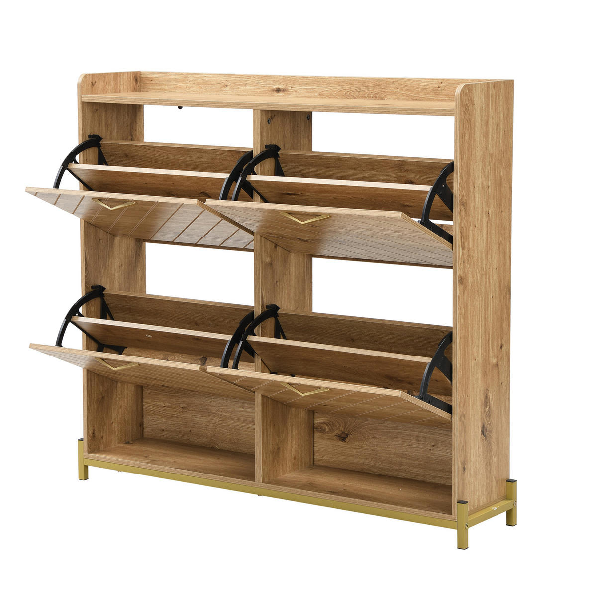 SCHUHSCHRANK 108,5/24/100 cm Holzfarbe aus MDF mit 4 Klappen - Naturfarben, Holzwerkstoff (108.5/100/24cm) - OKWISH