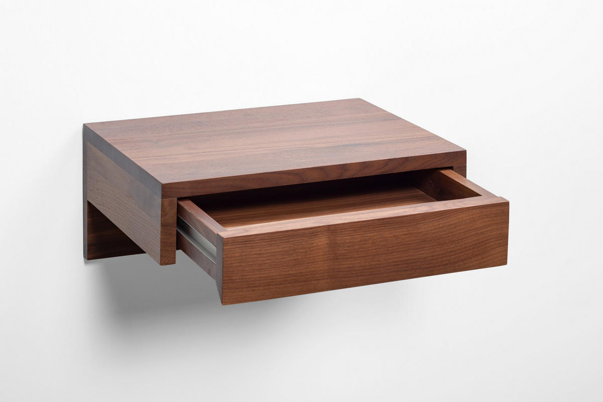 SCHWEBENDER NACHTTISCH Bo aus Walnussholz - Braun, Holz (40/18/30cm) - WOODEK