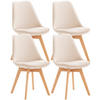 STUHL 4er Set Samt beige - Eukalyptusholzfarben/Beige, Holz/Textil (49/83/50cm) - CLP