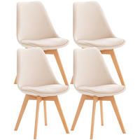 STUHL 4er Set Samt beige - Eukalyptusholzfarben/Beige, Holz/Textil (49/83/50cm) - CLP