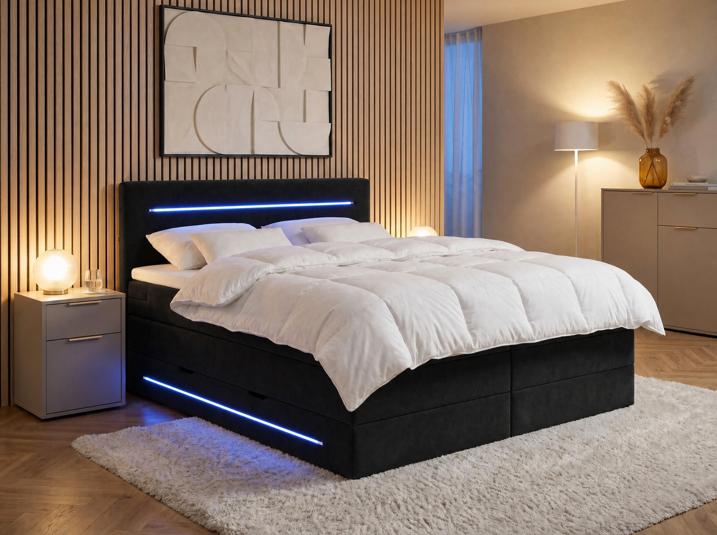 wonello Boxspringbett Schwarz 160x200 cm