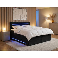 BOXSPRINGBETT Brooklyn schwarz 160/200 cm H3/H4 Samt - Schwarz, Textil (160/200cm) - wonello