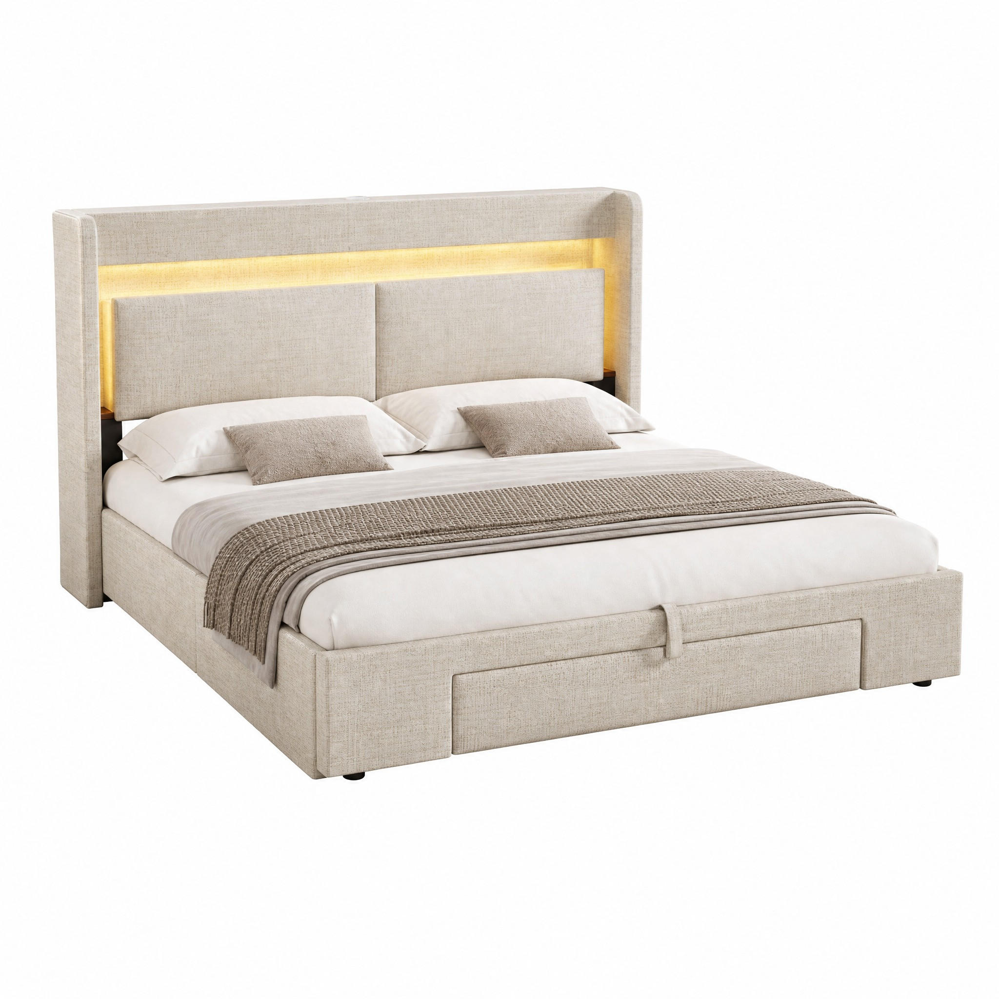 Meubliv Polsterbett Beige 160x200 cm