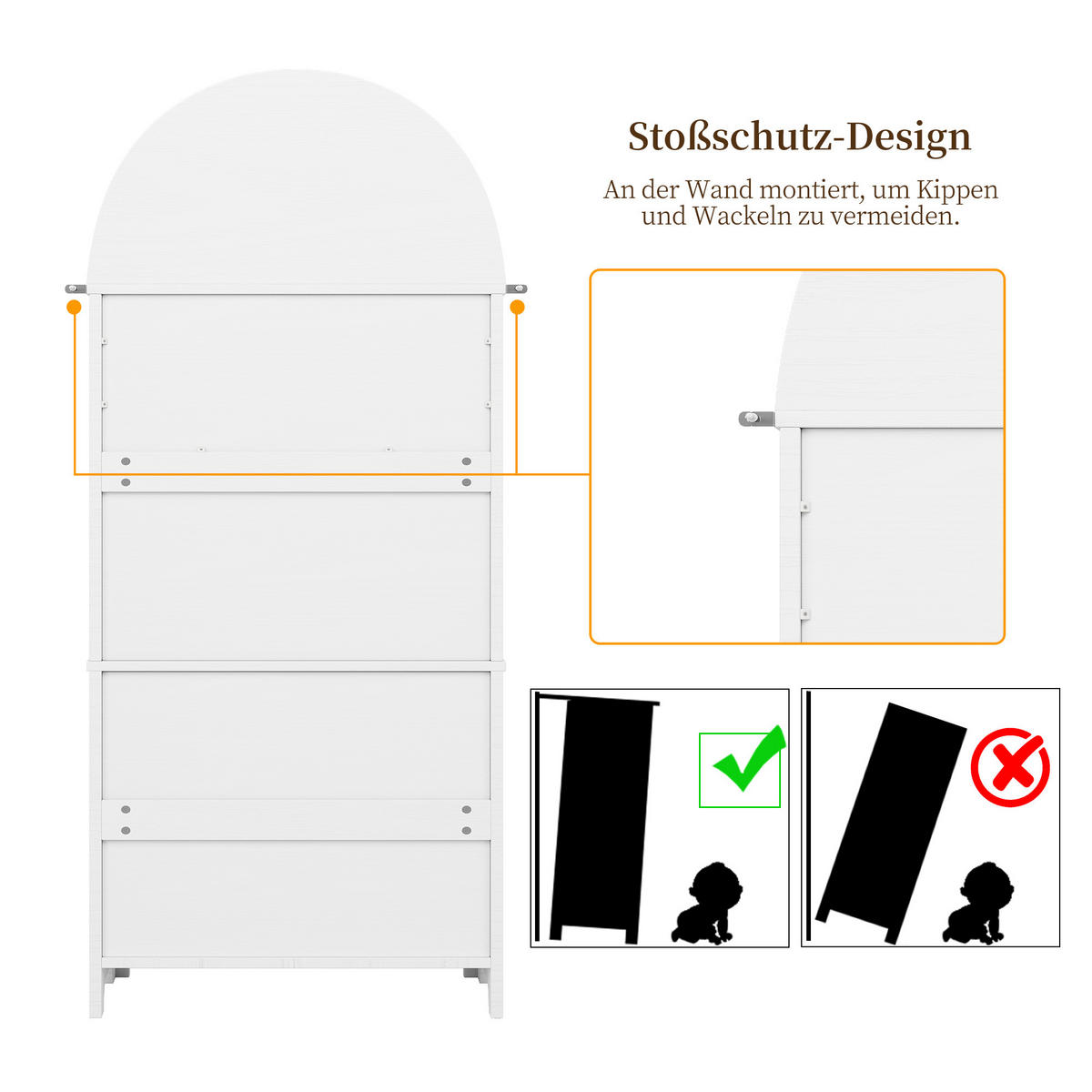 HOCHSCHRANK BOGEN 2 Türen Schubladen Weiß Regal - Weiß, Holzwerkstoff (70/180/35cm) - FLIEKS