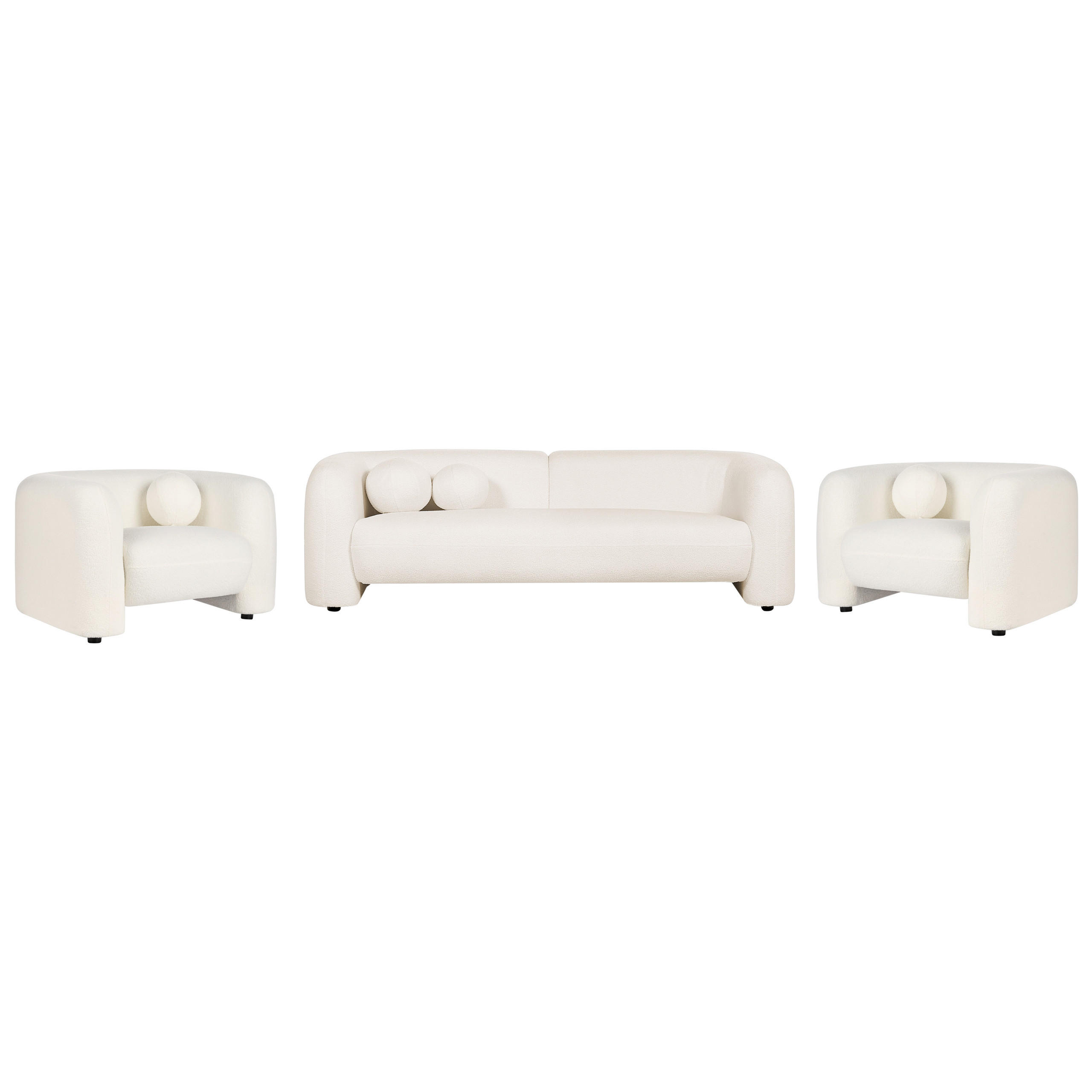 5-SITZER-SOFA SET Bouclé weiß Leiren - Weiß, Textil (83/83/224cm) - Beliani