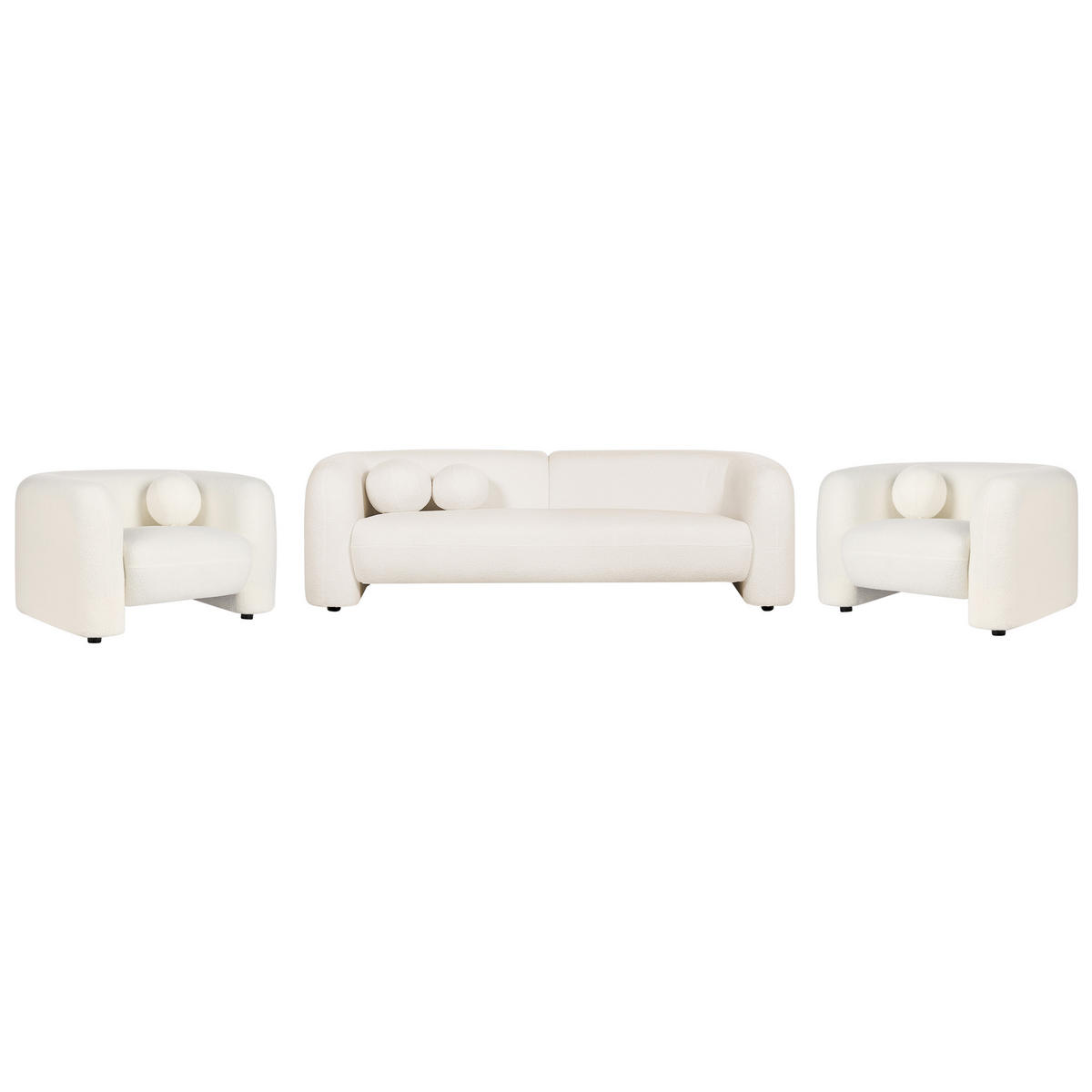 5-SITZER-SOFA SET Bouclé weiß Leiren - Weiß, Textil (83/83/224cm) - Beliani