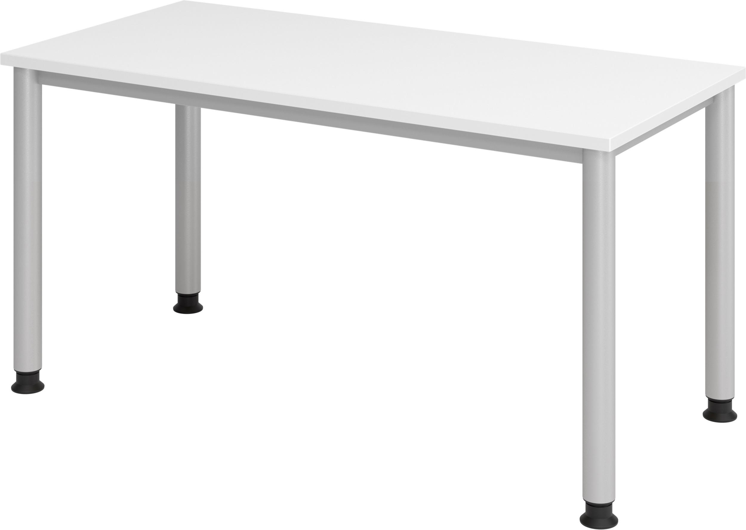 SCHREIBTISCH Serie-H (Mini) 67,2/140/74 cm in Weiß/Silberfarben - Silberfarben/Weiß, Holzwerkstoff (67.2/140/74cm) - bümö