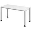 SCHREIBTISCH Serie-H (Mini) 67,2/140/74 cm in Weiß/Silberfarben - Silberfarben/Weiß, Holzwerkstoff (67.2/140/74cm) - bümö
