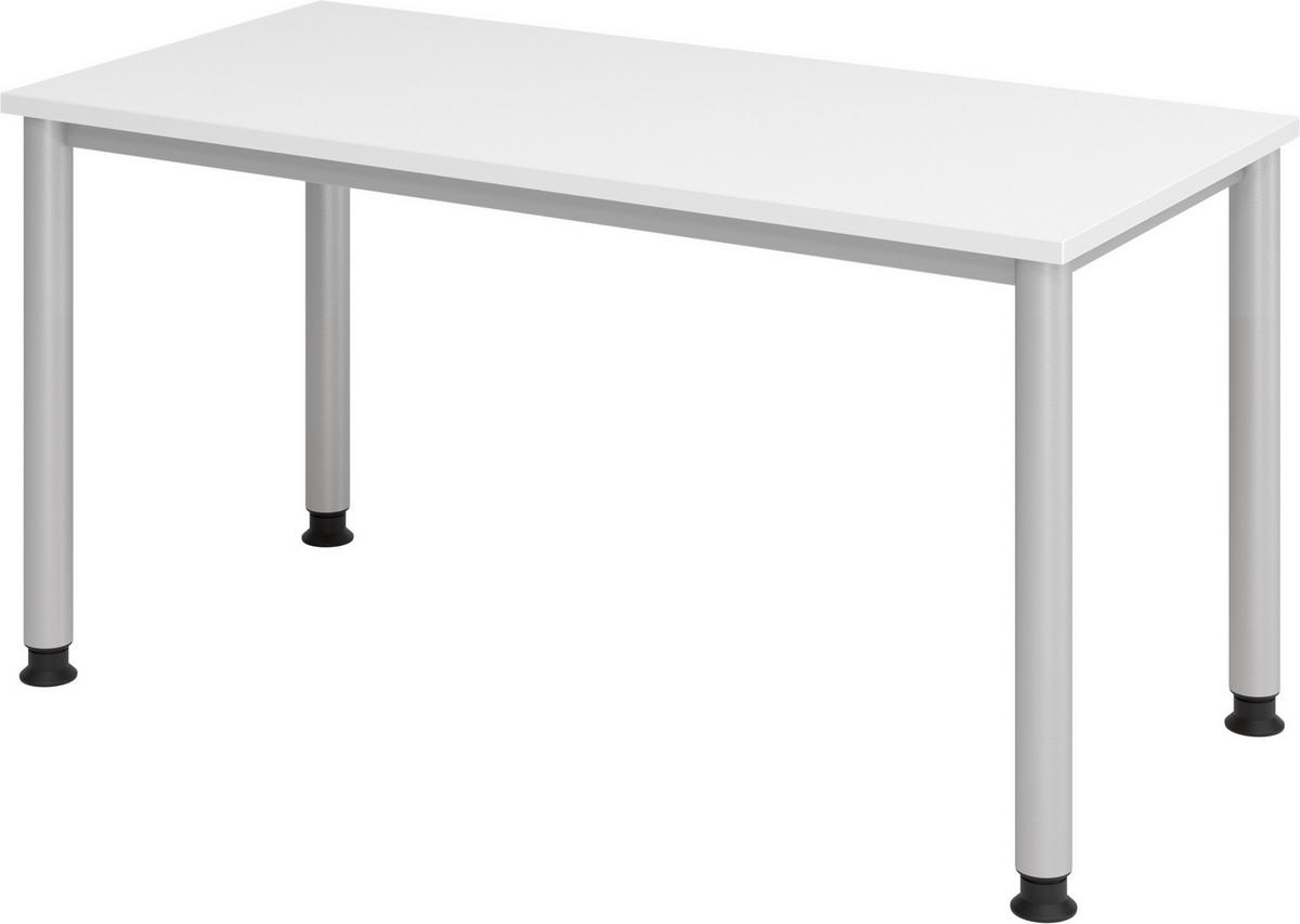 SCHREIBTISCH Serie-H (Mini) 67,2/140/74 cm in Weiß/Silberfarben - Silberfarben/Weiß, Holzwerkstoff (67.2/140/74cm) - bümö